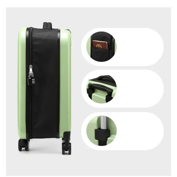 Beige 20 Inch Foldable Carry-on Suitcase with 360 Spinner Wheels and Combination Lock, Lightweight Space Saving Hard Shell Luggage for Australian Travel