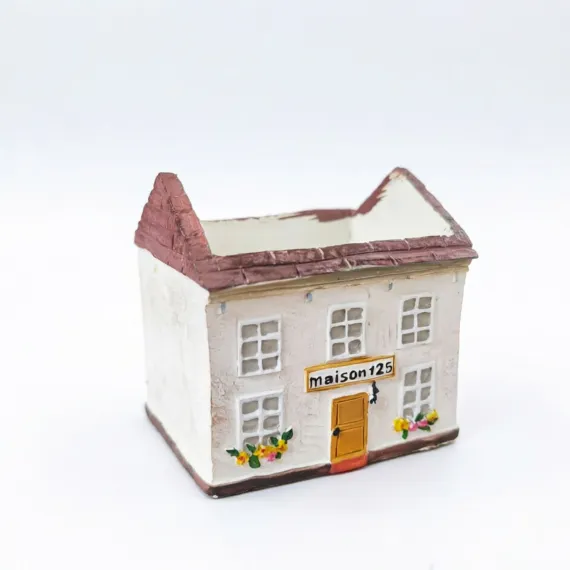 Mini House Square Cottage Planter - Vintage Resin Succulent Pot with Red Roof, Cute Cottage Garden Ornament for Desk, Patio, and Indoor Plant Display