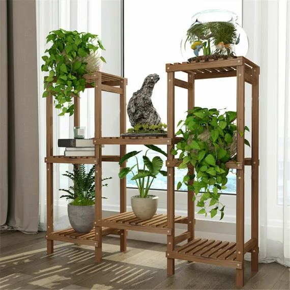 Detachable Diy Wood Plant Stand Pots Organizer Rack Multifunctional Shelf Decor