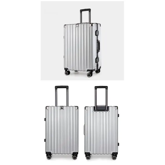 Aluminum Alloy Hard-Shell Suitcase with TSA Lock -22" Spinner Luggage in Silver