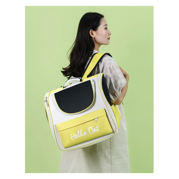 Yellow Transparent Pet Carrier Backpack for Cats and Small Dogs