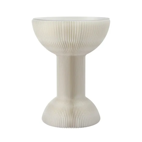 Artiss Paper End Table Honeycomb Coffee Table Foldable Round Bedside Side Table White 40x55cm