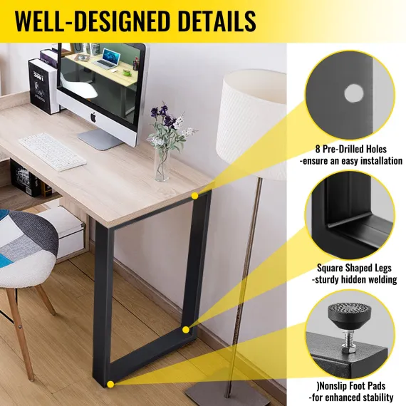 Black Table Legs Frame Metal Dining Table Desk 600X720MM