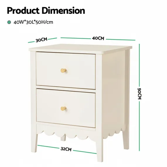 Artiss 2x Bedside Table 2 Drawers Bedroom Storage Nightstand Beige