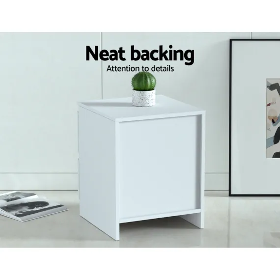 Artiss 2x Bedside Table 2 Drawers - PEPE White