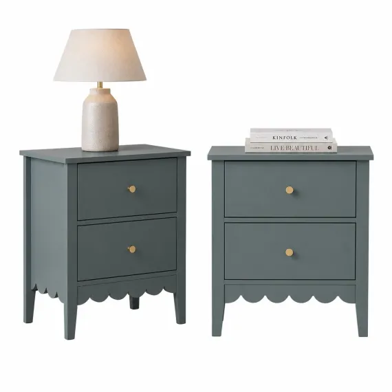 Artiss 2X Bedside Table 2 Drawers Bedroom Storage Nightstand Green
