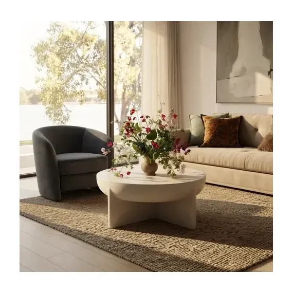 Interior Ave - Zelda Sculptural Stone Coffee Table - Sand Textured Finish