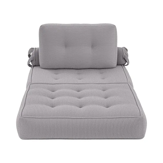 Artiss 1 Seater Corduroy Convertible Sofa Bed Pull Out Boneless Couch Grey