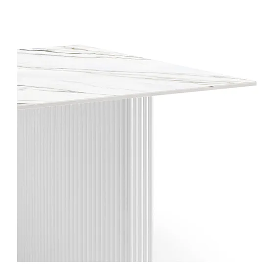 Dining Table Sintered Stone Top MDF Table Base High Glossy White