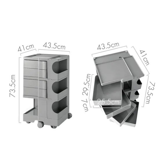 Artiss Storage Trolley Bedside Table 5 Tier Cart Boby Replica Grey