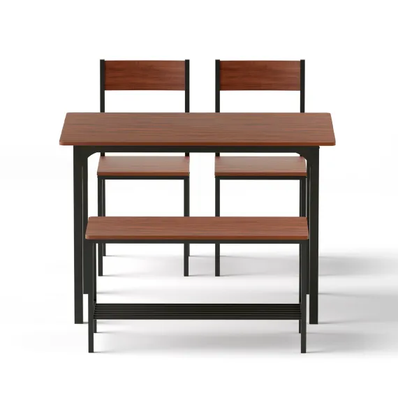 Artiss Dining Table and Chairs Set of 4 Storage Bench Kitchen Furniture Walnut