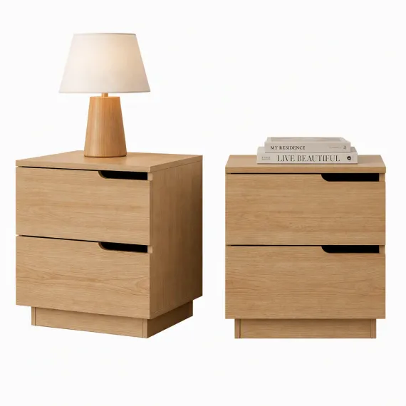 Artiss 2X Bedside Table 2 Drawers Nightstand Pine