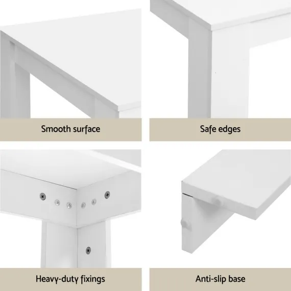 1 Artiss Dining Table and 4 Chairs Set White Wood