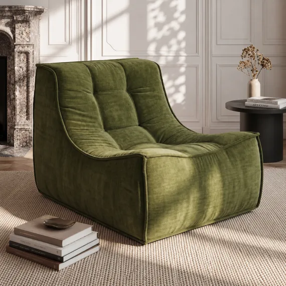 Artiss Floor Sofa Armless Chenille No Assembly Removable Cover Green