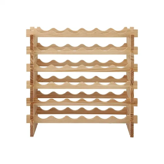 Artiss 36 Bottle Wooden Wine Rack 6 Tier Modular Wine Display Storage Stand Freestanding Holder Natural Pine Wood, 70 x 30 x 70cm
