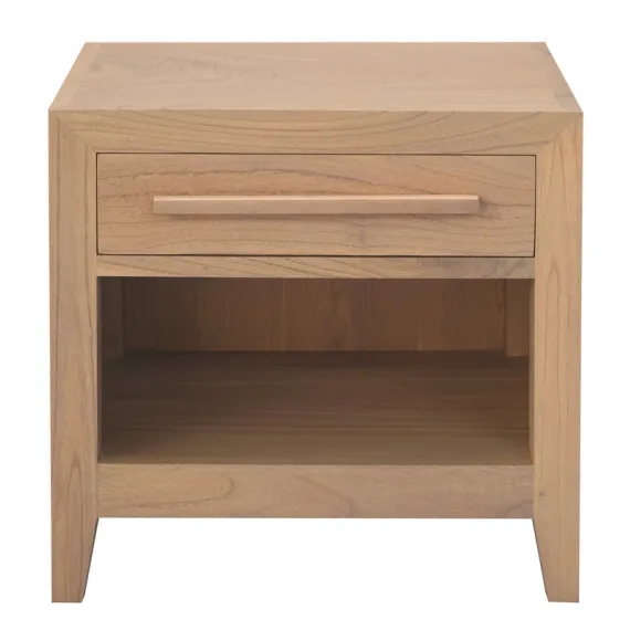 Dion 1-Drawer Solid Mindi Bedside Table (Natural)