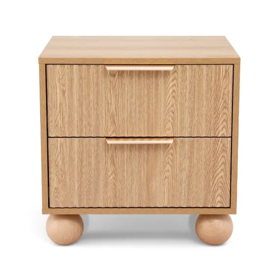 Artiss 2x Bedside Table Round Legs 2 Drawers Pine