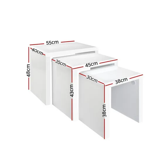 Artiss Nesting Coffee Table Set of 3 Glossy White