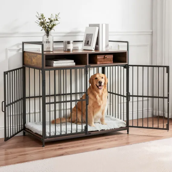 i.Pet 2-in-1 Wooden Dog Crate 104cm Pet Cage Furniture End Table Storage Black