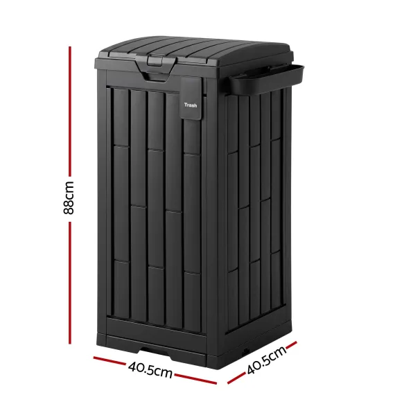 Gardeon Outdoor Trash Cans Polypropylene Patio Hideaway Bin 110L Black