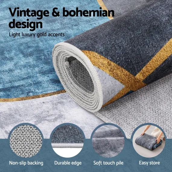 Artiss Washable Floor Rug 240X340cm Large Geometric Area Rug Modern Floor Carpet