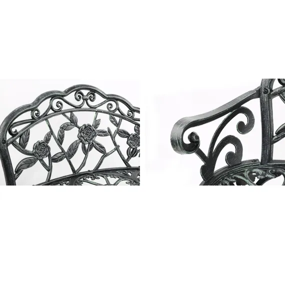 Gardeon Outdoor Garden Bench Seat 100cm Cast Aluminium Patio Chair Vintage Green