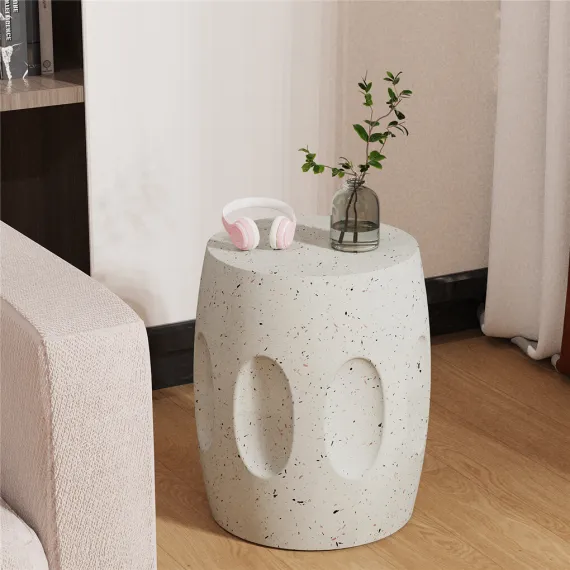 Heavy Duty Concrete Side Table Modern Decorative Garden Stool Patio End Table