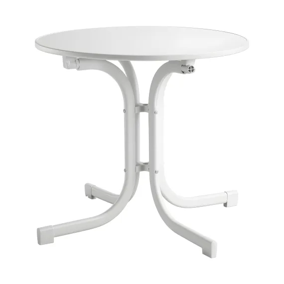 Gardeon Outdoor Side Table 80cm Folding Steel Round Bistro Desk Cafe Patio Furniture White