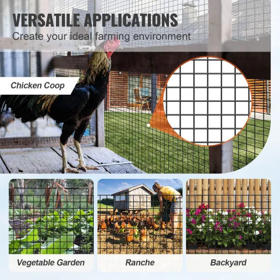 Hardware Cloth, 36'' x 100' Galvanized Wire Mesh Roll, 19 Gauge Chicken Wire Fence Roll, Vinyl Coating Metal Wire Mesh for Chicken Coop Barrier, Rabbit Snake Fences, Poultry Enclosures