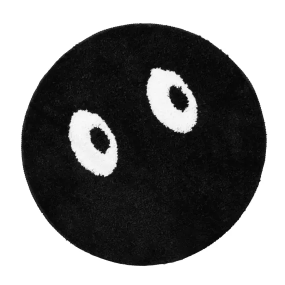 Round Rug Cute Black Face Rug Soft Flocking Carpet Skid Resistant Rug for Bedroom Bathroom Living Room 80x80cm / 31.5x31.5in