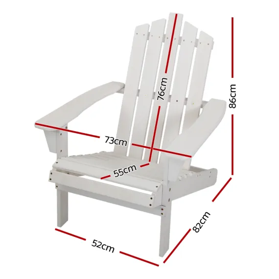 Gardeon Adirondack Outdoor Chairs Wooden Beach Chair Patio Furniture Garden White