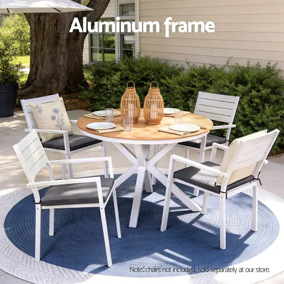 Gardeon Outdoor Dining Table 108CM Aluminum Frame WPC Top Desk Patio Furniture