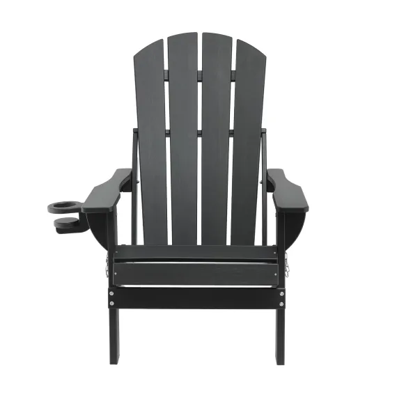 Gardeon Outdoor Chairs Folding Adirondack Beach Chair HDPE Sun Lounge Patio Furniture Garden Black