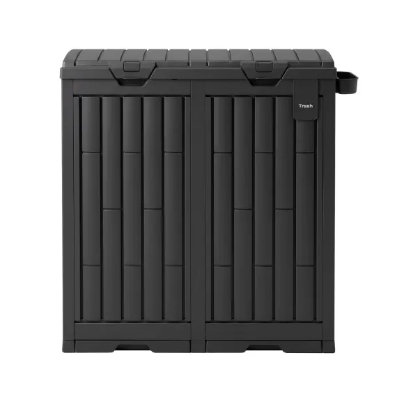 Gardeon Outdoor Trash Cans Dual Compartment Trash Can 220L Black