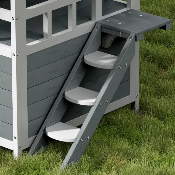 i.Pet Outdoor Cat House Shelter 72cm x 72cm x 127cm Rabbit Hutch Wooden Condo Small Outdoor Cat House