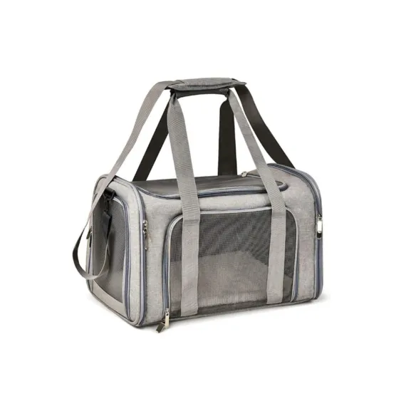 Portable Travel Bag Soft Crate Cage Cat Bag Animal Carriers for Pets -Grey