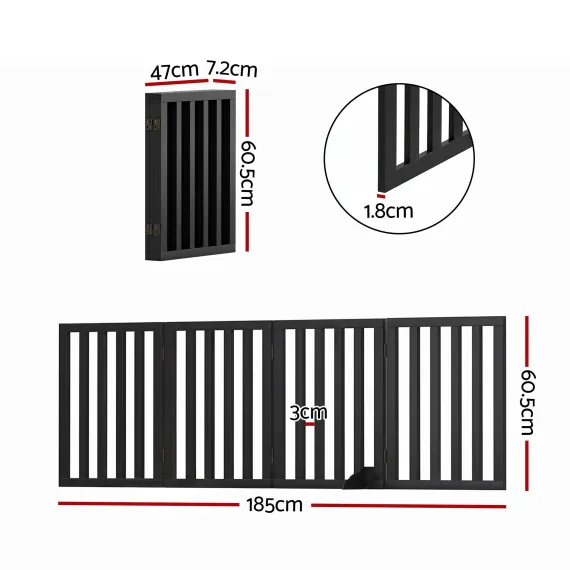 i.Pet Dog Gate Playpen Enclosure 4 Panels Pet Door Fence Wooden Play Pen Stair