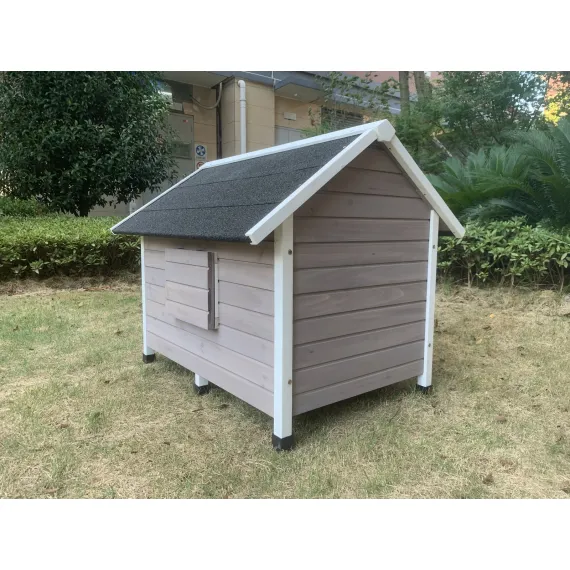 YES4PETS L Timber Pet Dog Kennel House Puppy Wooden Timber Cabin Grey
