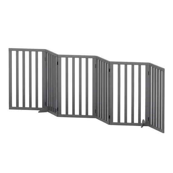i.Pet Dog Gate Playpen Enclosure 6 Panels Pet Door Fence Wooden Play Pen Stair