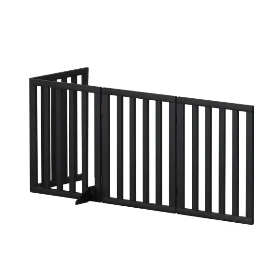 i.Pet Dog Gate Playpen Enclosure 4 Panels Pet Door Fence Wooden Play Pen Stair