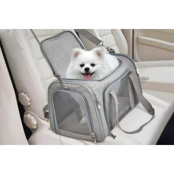Portable Travel Bag Soft Crate Cage Cat Bag Animal Carriers for Pets -Grey
