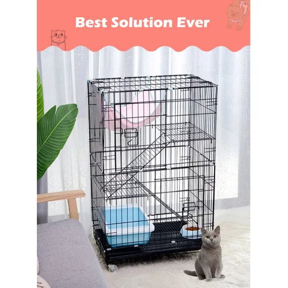 3 Level Rabbit Bird Cage Ferret Parrot Aviary Cat Rat Aviary Budgie Hamster Pet Cages Castor L