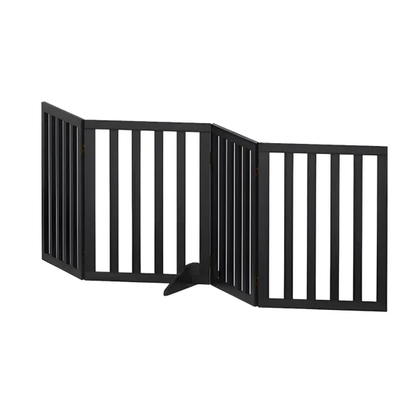 i.Pet Dog Gate Playpen Enclosure 4 Panels Pet Door Fence Wooden Play Pen Stair
