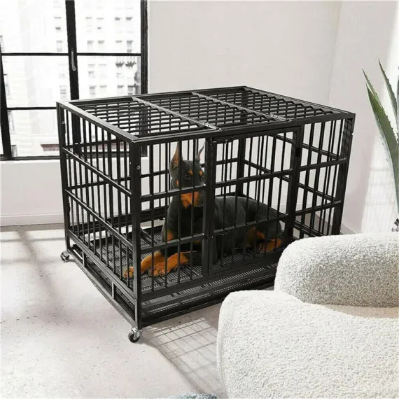 Heavy Duty Dog Cage with Lock & Bottom Tray XXL
