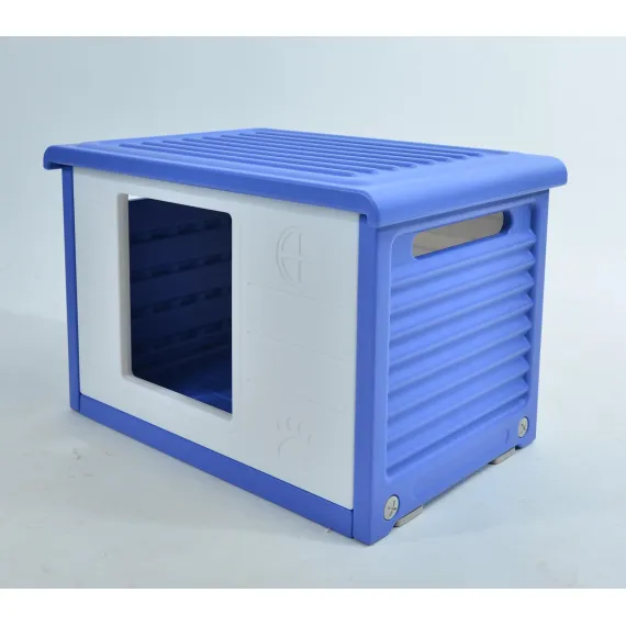 YES4PETS Small Plastic Pet Dog Puppy Cat House Kennel Blue