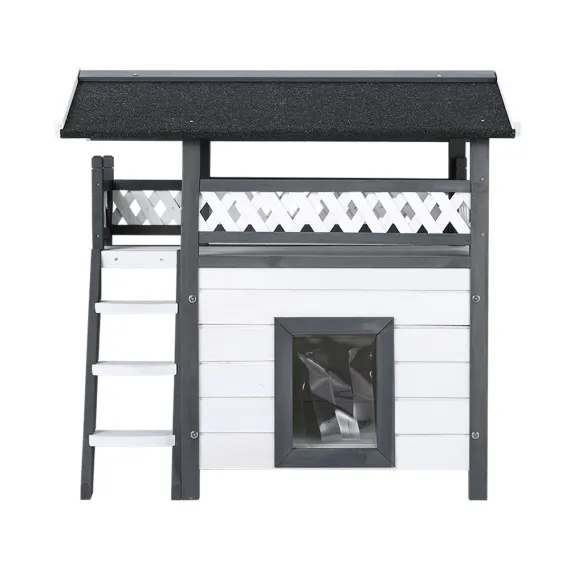 i.Pet Outdoor Cat House Shelter 77cm x 50cm x 73cm Rabbit Hutch Wooden Condo Small Outdoor Cat House