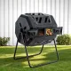 Gardeon Dual-Chamber Compost Bin 160L Rotating Tumbler Black