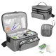 Double Layer Sewing Accessories Organizer with 2 Detachable Pouches, Large Sewing Storage Bag for Sewing Tools (BAG ONLY), Gray