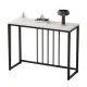 80cm White & Grey Sintered Stone Console Table Storage Table Behind Sofa W/ Black Metal Frame
