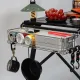 Folding Table Extension Rack Outdoor Camping Storage Shelf With Hanging Basket